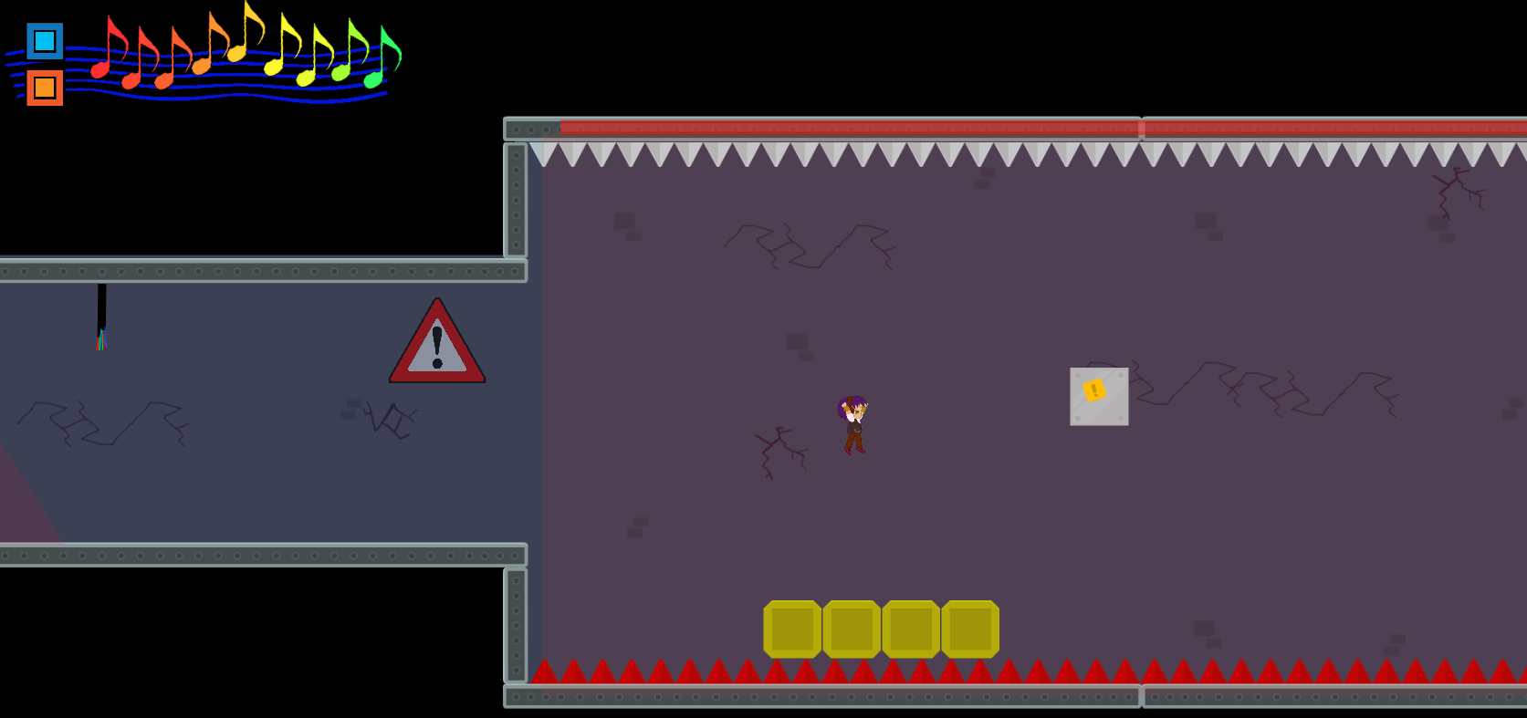 Game Dev Project: Pat Song uses the Normal Ability to stack boxes over the red spikes to form a bridge