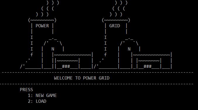Power Grid (C++) Title Screen